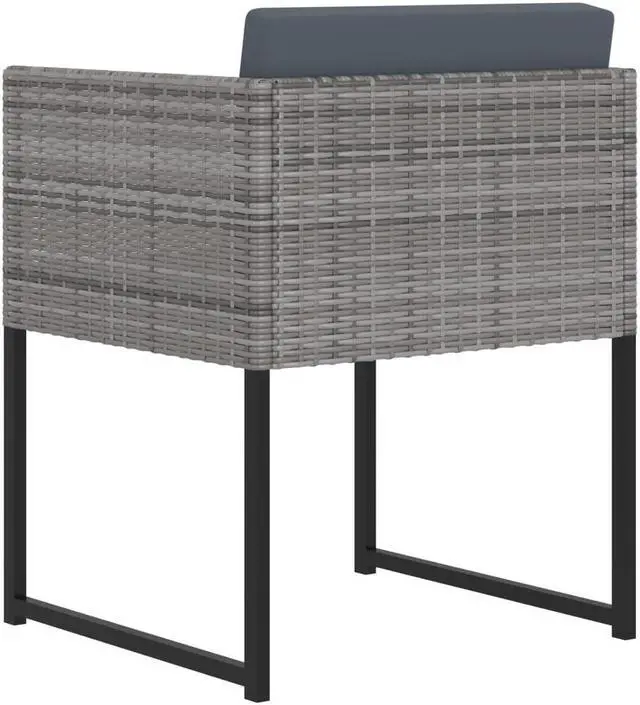 Alt view image 4 of 6 - vidaXL Patio Dining Set 9 Piece Outdoor Table and Chairs Poly Rattan Gray