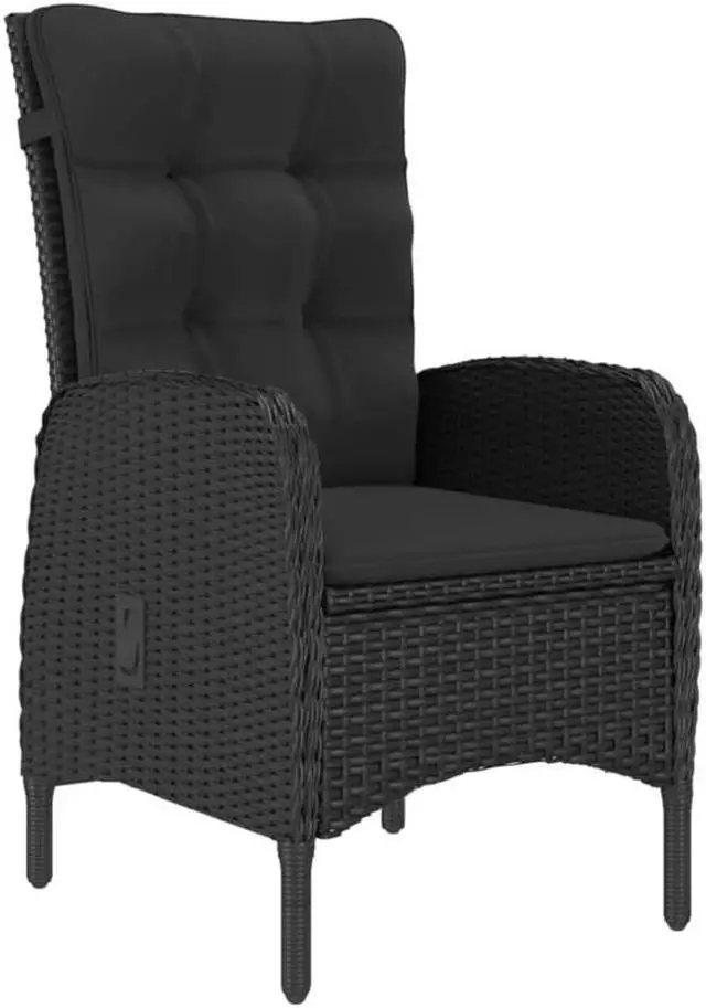 Alt view image 4 of 5 - vidaXL Patio Dining Set Wicker Table and Chair for Lawn Backyard 7 Piece Black