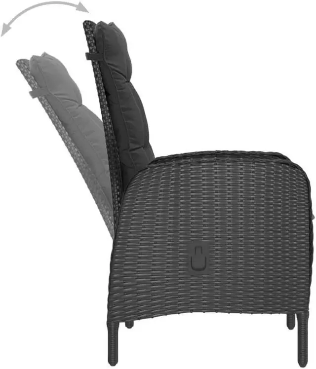 Alt view image 2 of 5 - vidaXL Patio Dining Set Wicker Table and Chair for Lawn Backyard 7 Piece Black