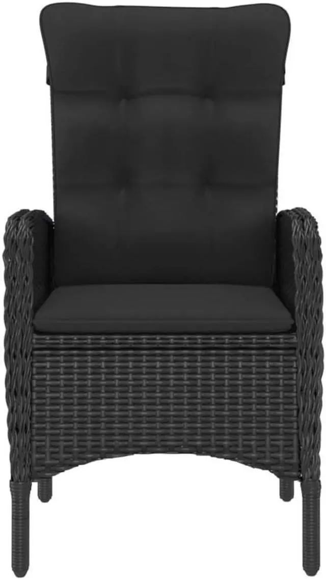 Alt view image 5 of 5 - vidaXL Patio Dining Set Wicker Table and Chair for Lawn Backyard 7 Piece Black