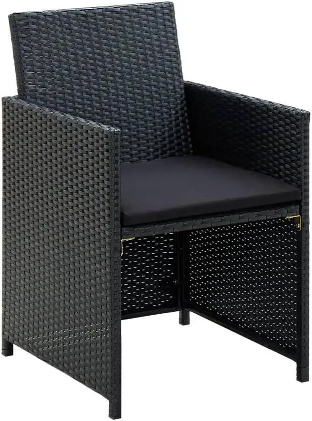 Alt view image 4 of 5 - vidaXL Patio Furniture Set 4 Piece Loveseat Sofa with Cushions Poly Rattan Black