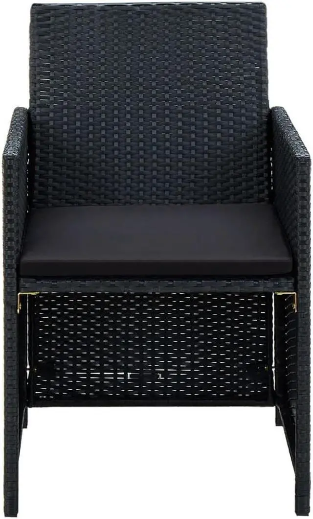 Alt view image 5 of 5 - vidaXL Patio Furniture Set 4 Piece Loveseat Sofa with Cushions Poly Rattan Black