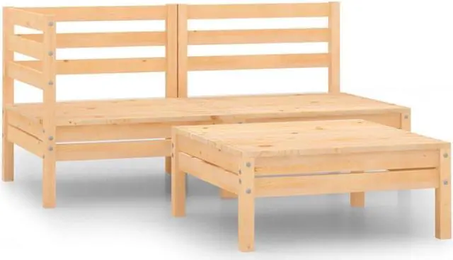 Alt view image 12 of 16 - vidaXL 3 Piece Patio Lounge Set Solid Pinewood