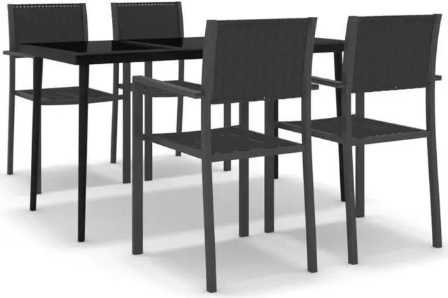 Alt view image 2 of 6 - vidaXL Patio Dining Set Outdoor Dining Set Table and Chair Set 5 Piece Black