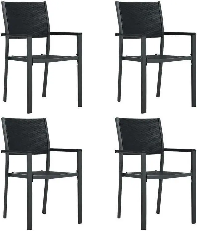 Alt view image 3 of 6 - vidaXL Patio Dining Set Outdoor Dining Set Table and Chair Set 5 Piece Black