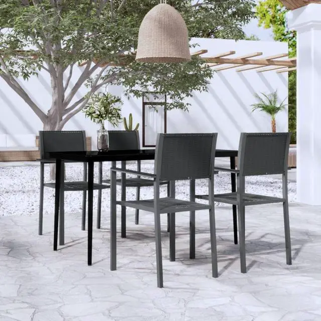 Main image of vidaXL Patio Dining Set Outdoor Dining Set Table and Chair Set 5 Piece Black