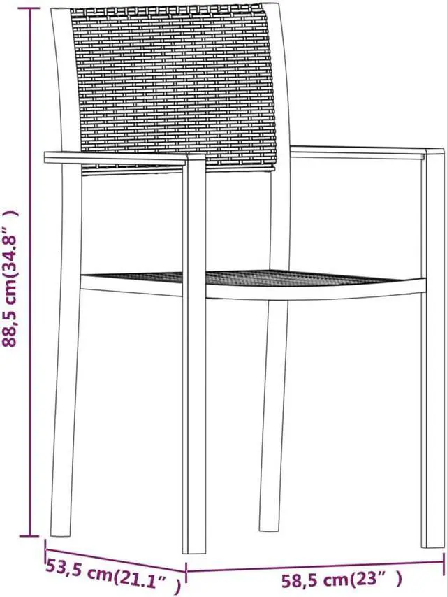 Alt view image 4 of 6 - vidaXL Patio Dining Set Outdoor Dining Set Table and Chair Set 5 Piece Black