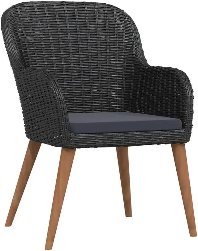 Alt view image 3 of 7 - vidaXL Patio Dining Set Outdoor Dining Set Table and Chair Set 3 Piece Black