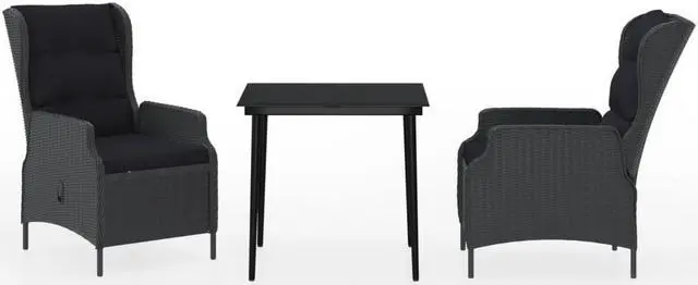 Alt view image 2 of 6 - vidaXL Patio Dining Set Outdoor Dining Set Table and Chair 3 Piece Dark Gray