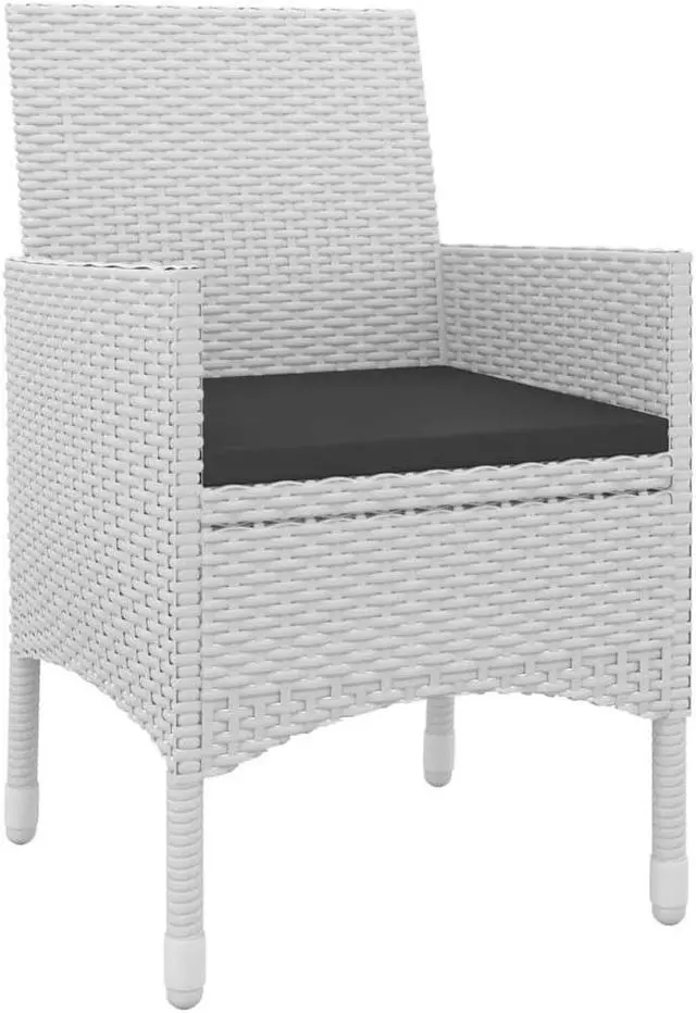 Alt view image 3 of 6 - vidaXL Patio Dining Set 5 Piece with Cushions Poly Rattan and Glass Chair