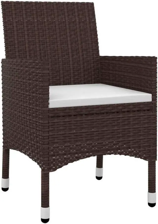 Alt view image 3 of 6 - vidaXL Patio Dining Set 5 Piece with Cushions Poly Rattan and Glass Chair