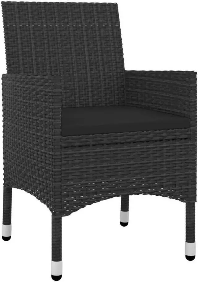 Alt view image 3 of 6 - vidaXL Patio Dining Set 5 Piece with Cushions Poly Rattan and Glass Chair