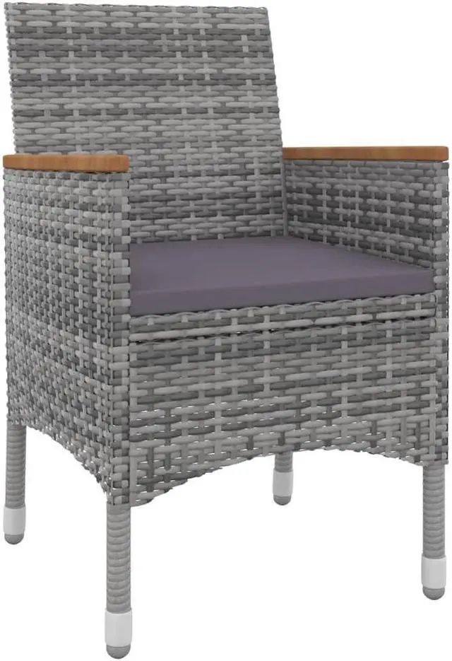Alt view image 3 of 6 - vidaXL Patio Dining Set 5 Piece with Cushions Poly Rattan and Glass Chair