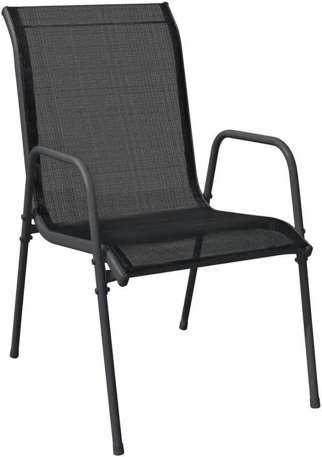 Alt view image 3 of 6 - vidaXL Patio Dining Set Outdoor Furniture 5 Piece Black Steel and Textilene