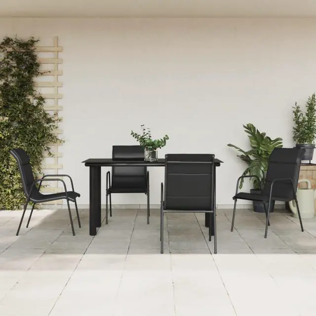 Main image of vidaXL Patio Dining Set Outdoor Furniture 5 Piece Black Steel and Textilene