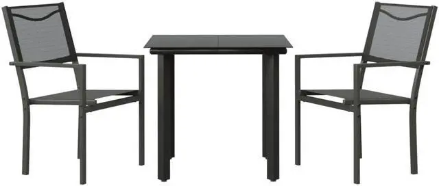 Alt view image 2 of 6 - vidaXL Patio Dining Set Outdoor Furniture 3 Piece Black Steel and Textilene