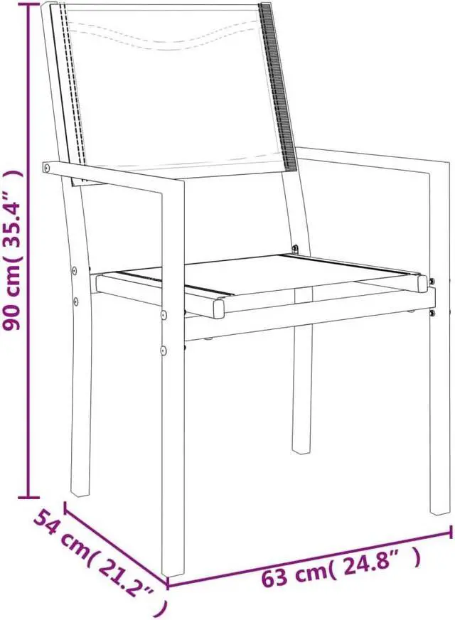 Alt view image 5 of 6 - vidaXL Patio Dining Set Outdoor Furniture 3 Piece Black Steel and Textilene