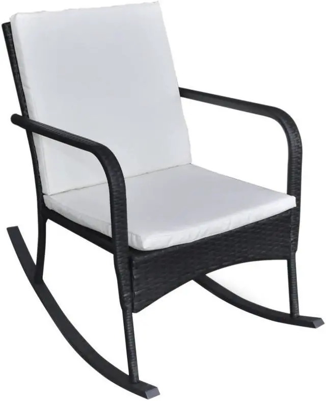 Alt view image 6 of 10 - vidaXL Outdoor Rocking Chair Black Poly Rattan