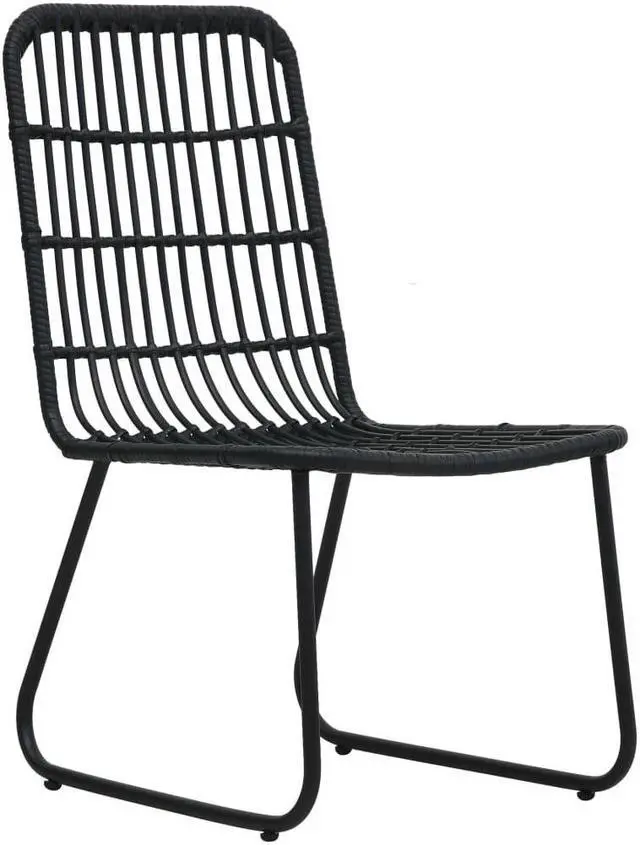 Alt view image 10 of 14 - vidaXL Garden Chair Set of 2 Black PE Rattan, Powder-Coated Steel