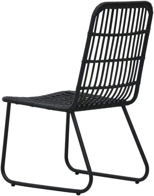 Alt view image 12 of 14 - vidaXL Garden Chair Set of 2 Black PE Rattan, Powder-Coated Steel