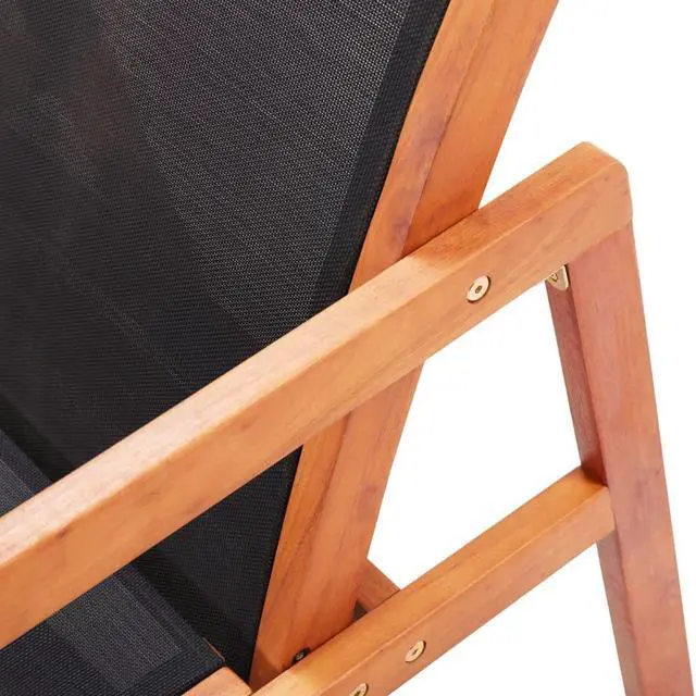 Alt view image 5 of 6 - vidaXL Chair Patio Chair with Armrest Black Solid Wood Eucalyptus and Textilene