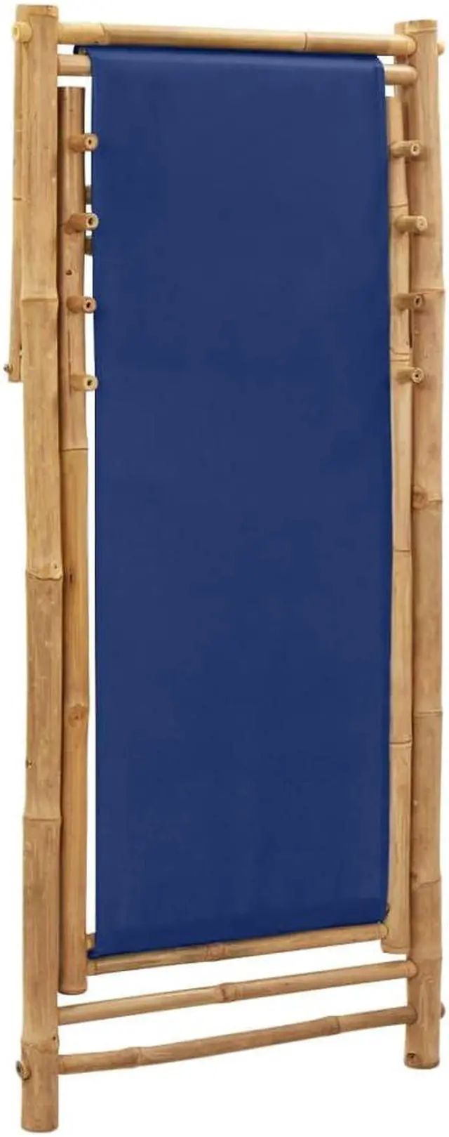 Alt view image 15 of 16 - vidaXL Deck Chair Bamboo and Canvas Navy Blue