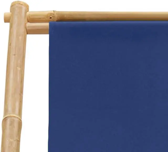 Alt view image 16 of 16 - vidaXL Deck Chair Bamboo and Canvas Navy Blue