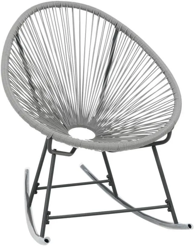 Alt view image 14 of 19 - vidaXL Outdoor Rocking Moon Chair Gray Poly Rattan