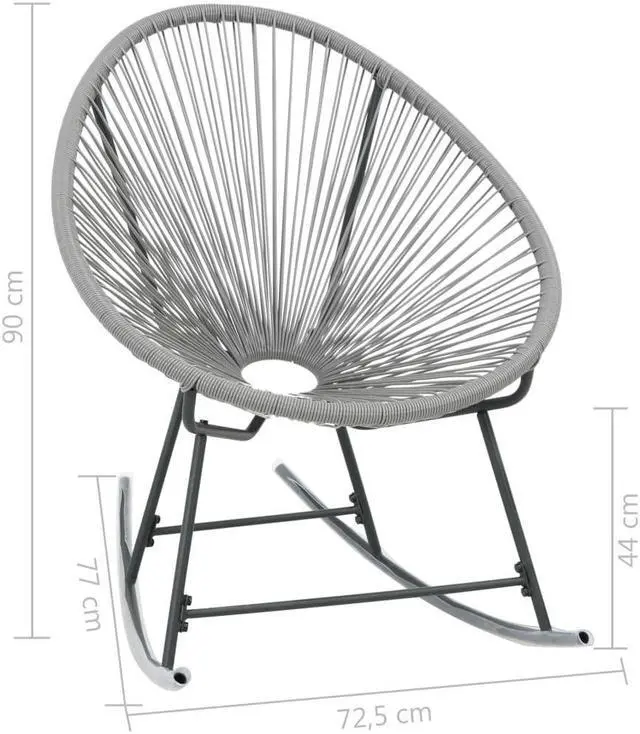 Alt view image 16 of 19 - vidaXL Outdoor Rocking Moon Chair Gray Poly Rattan