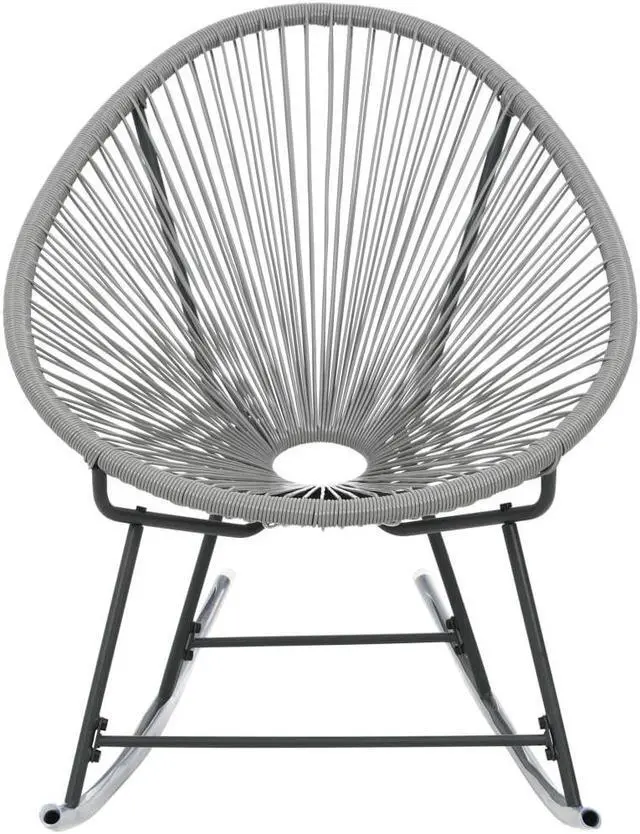 Alt view image 15 of 19 - vidaXL Outdoor Rocking Moon Chair Gray Poly Rattan