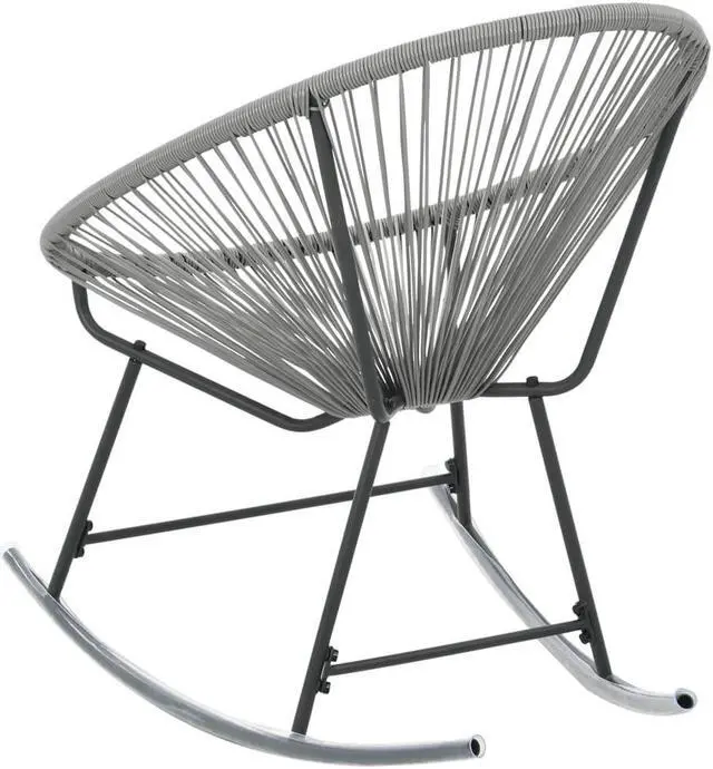 Alt view image 17 of 19 - vidaXL Outdoor Rocking Moon Chair Gray Poly Rattan