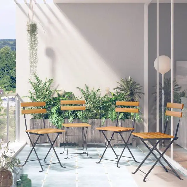 Alt view image 7 of 13 - vidaXL Folding Bistro Chair 4 pcs Solid Acacia Wood