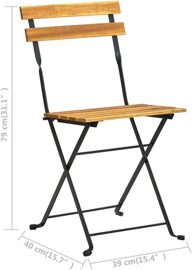Alt view image 10 of 13 - vidaXL Folding Bistro Chair 4 pcs Solid Acacia Wood