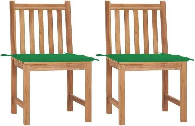 Main image of vidaXL 2x Solid Teak Wood Patio Chairs with Cushions Garden Lounge Seating