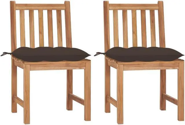 Main image of vidaXL 2x Solid Teak Wood Patio Chairs with Cushions Lounge Seating Garden