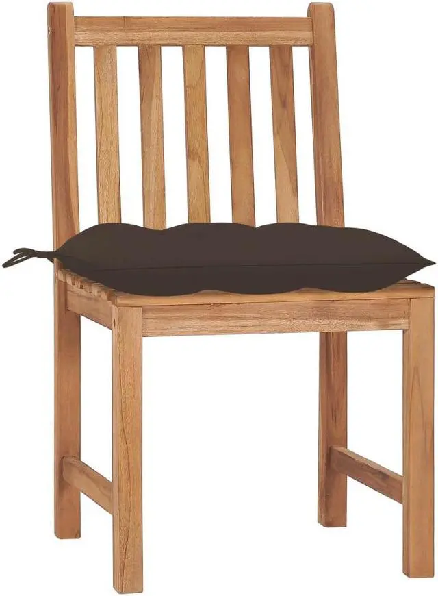 Alt view image 2 of 7 - vidaXL 2x Solid Teak Wood Patio Chairs with Cushions Lounge Seating Garden