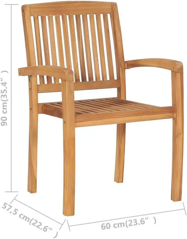 Alt view image 3 of 7 - vidaXL 8x Solid Teak Wood Stacking Patio Chairs with Cushions Garden Chairs