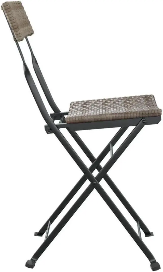 Alt view image 6 of 7 - vidaXL Chair 6 Pcs Outdoor Bistro Folding Side Chair Gray Poly Rattan and Steel