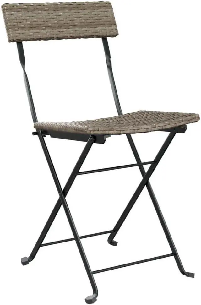 Alt view image 3 of 7 - vidaXL Chair 6 Pcs Outdoor Bistro Folding Side Chair Gray Poly Rattan and Steel