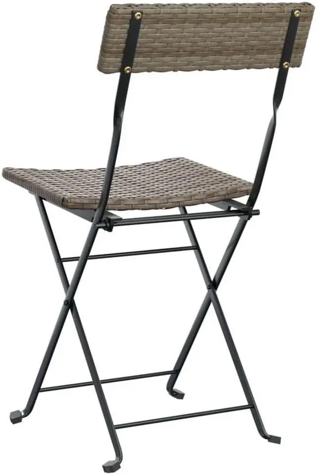 Alt view image 7 of 7 - vidaXL Chair 6 Pcs Outdoor Bistro Folding Side Chair Gray Poly Rattan and Steel