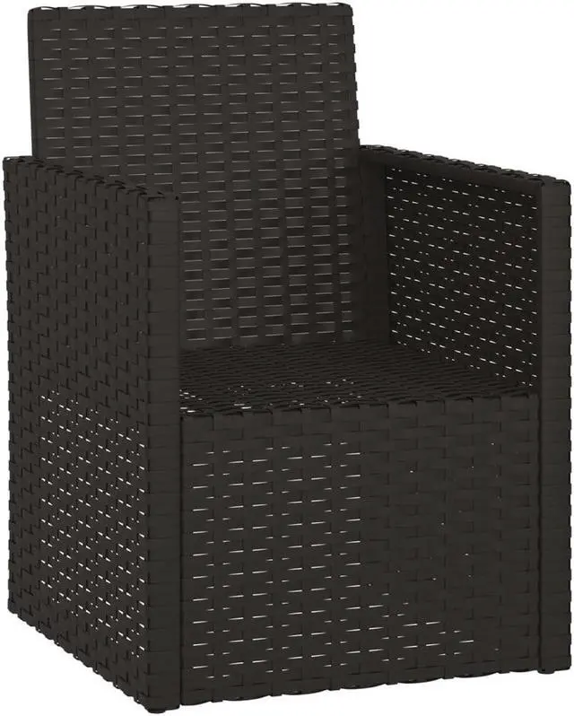 Alt view image 3 of 7 - vidaXL Patio Chair All Weather Outdoor Furniture with Cushions Black Poly Rattan