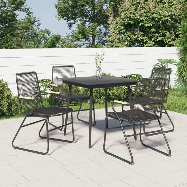 Alt view image 3 of 7 - vidaXL Patio Chair 4 Pcs Patio Seat Outdoor Chair for Deck Black PVC Rattan