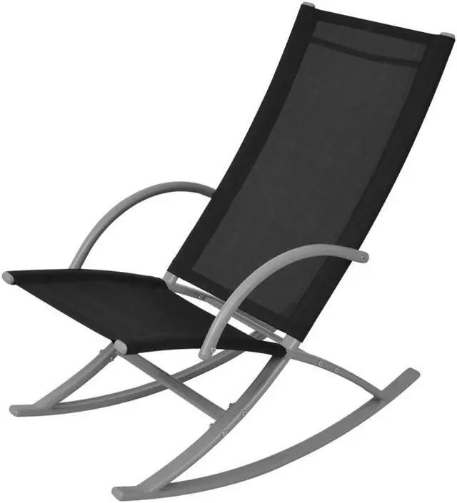 Alt view image 2 of 6 - vidaXL Patio Rocking Chairs 2 pcs Steel and Textilene Black