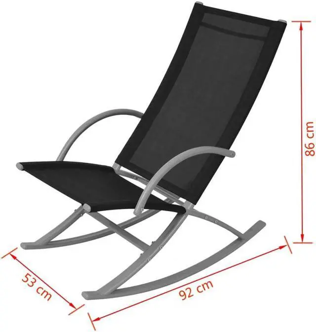 Alt view image 3 of 6 - vidaXL Patio Rocking Chairs 2 pcs Steel and Textilene Black