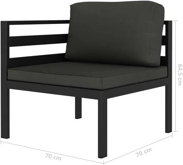 Alt view image 15 of 15 - vidaXL Sectional Corner Sofa 1 pc with Cushions Aluminum Anthracite