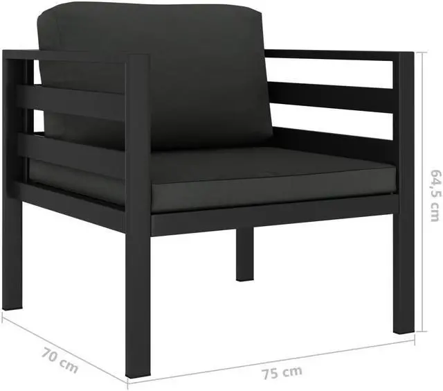 Alt view image 11 of 12 - vidaXL Single Sofa with Cushions Aluminum Anthracite