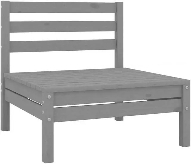 Alt view image 14 of 17 - vidaXL Patio 2-Seater Sofa Gray Solid Pinewood