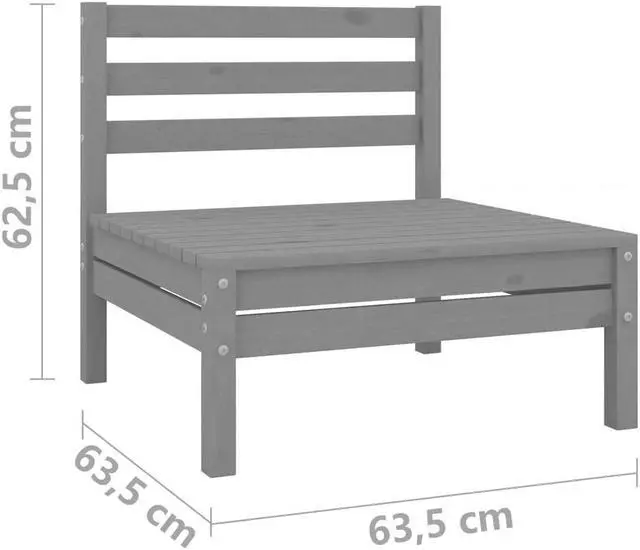 Alt view image 15 of 17 - vidaXL Patio 2-Seater Sofa Gray Solid Pinewood