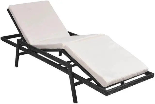 Alt view image 10 of 14 - vidaXL Sun Lounger with Cushion Poly Rattan Black