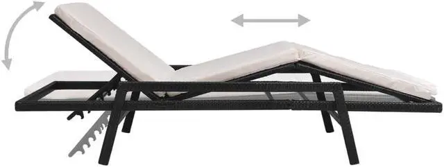 Alt view image 11 of 14 - vidaXL Sun Lounger with Cushion Poly Rattan Black